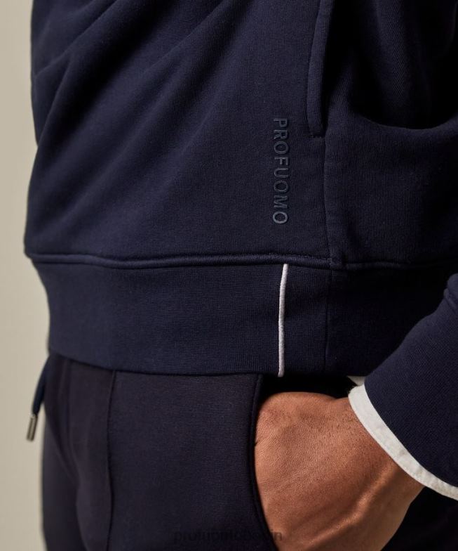 Kleidung de Profuomo Männer Kapuzenpullover Marine BR442301