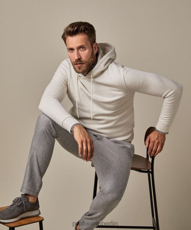 Kleidung de Profuomo Männer Melange-Kapuzenpullover Beige BR442299