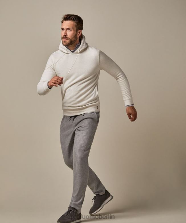 Kleidung de Profuomo Männer Melange-Kapuzenpullover Beige BR442299