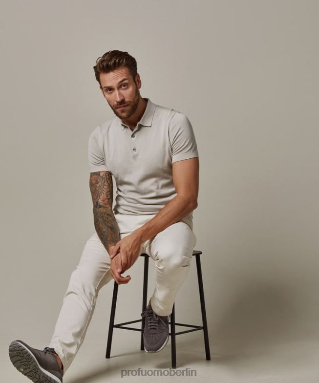 Kleidung de Profuomo Männer Cooles Baumwollpolo Beige BR442193