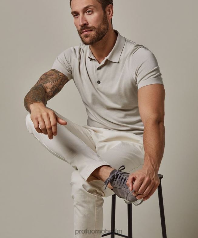 Kleidung de Profuomo Männer Cooles Baumwollpolo Beige BR442193