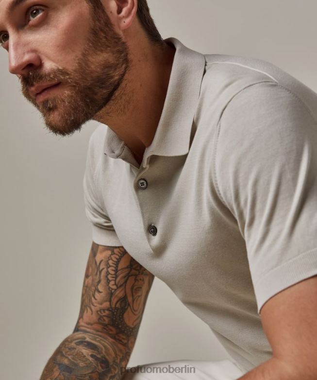 Kleidung de Profuomo Männer Cooles Baumwollpolo Beige BR442193