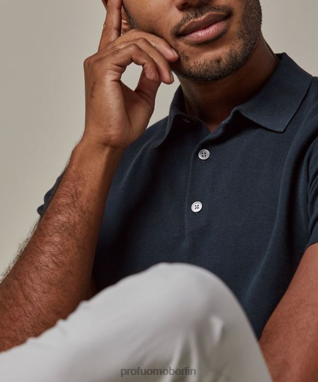 Kleidung de Profuomo Männer Cooles Baumwollpolo Marine BR442191