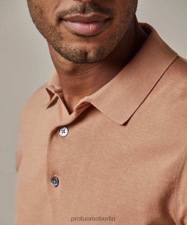 Kleidung de Profuomo Männer Cooles Baumwollpolo orange BR442195