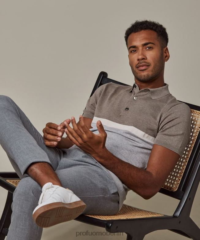 Kleidung de Profuomo Männer Farbblock-Polo Beige BR442196