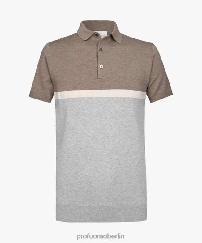 Kleidung de Profuomo Männer Farbblock-Polo Beige BR442196