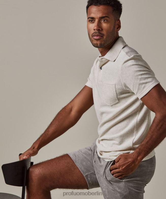 Kleidung de Profuomo Männer Frottee-Polo Beige BR442199