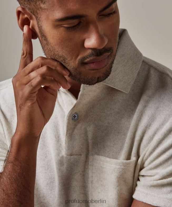 Kleidung de Profuomo Männer Frottee-Polo Beige BR442199