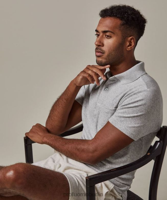 Kleidung de Profuomo Männer Frottee-Polo grau BR442200