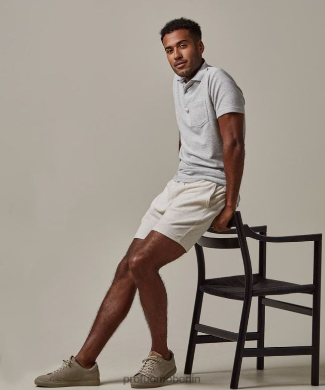 Kleidung de Profuomo Männer Frottee-Polo grau BR442200