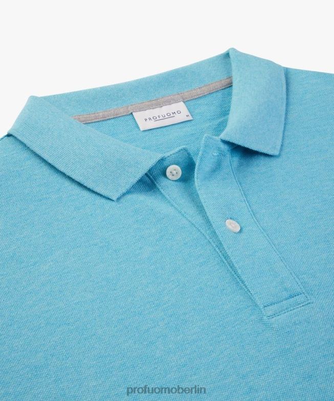 Kleidung de Profuomo Männer Melange-Piqué-Polo Aqua BR442171