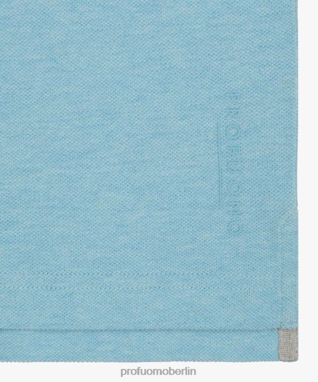 Kleidung de Profuomo Männer Melange-Piqué-Polo Aqua BR442171