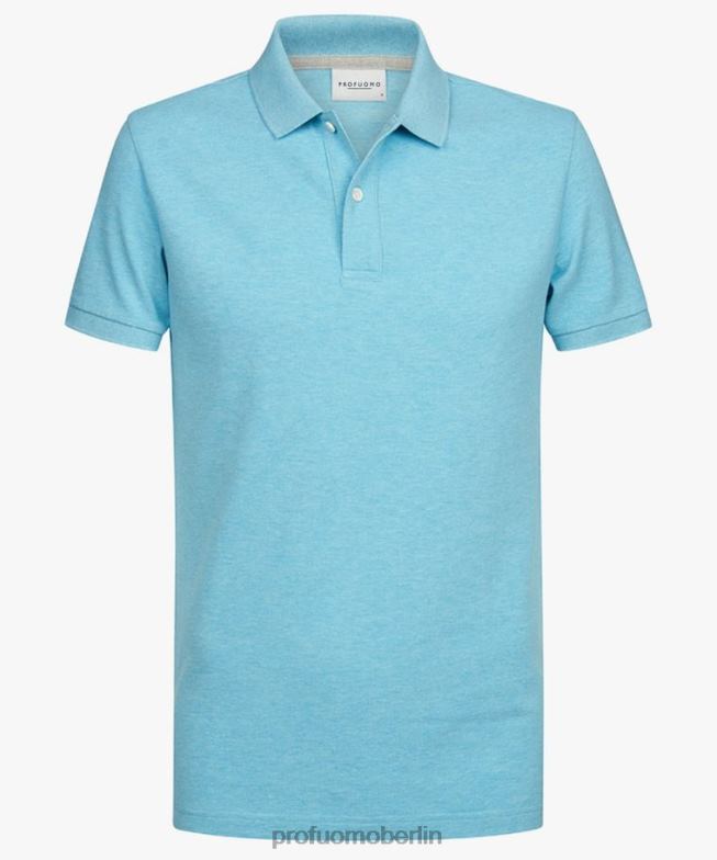 Kleidung de Profuomo Männer Melange-Piqué-Polo Aqua BR442171