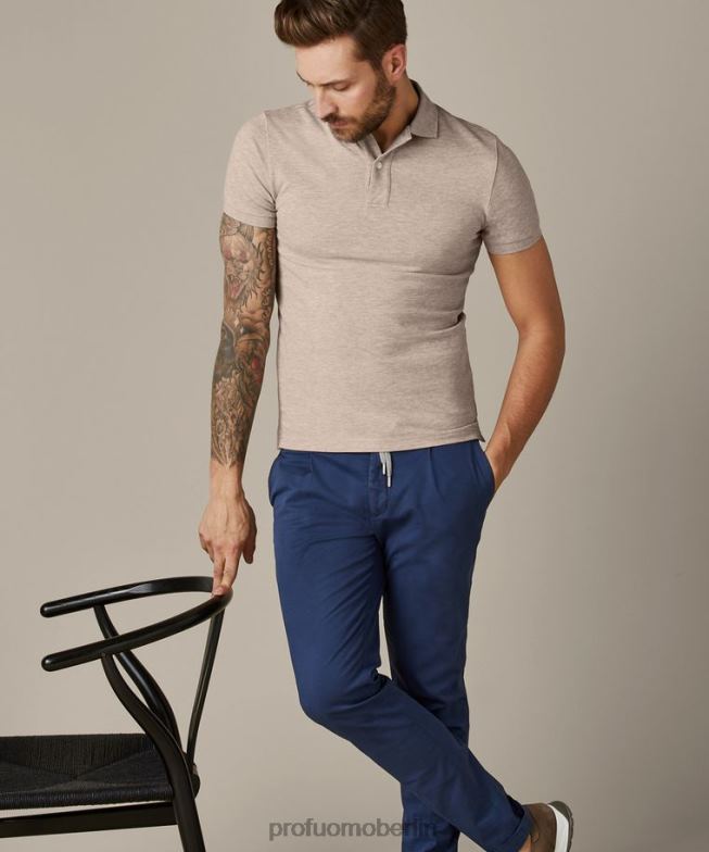 Kleidung de Profuomo Männer Melange-Piqué-Polo Beige BR442185