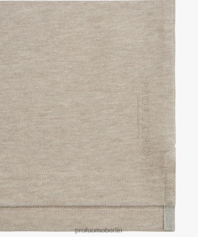 Kleidung de Profuomo Männer Melange-Piqué-Polo Beige BR442185