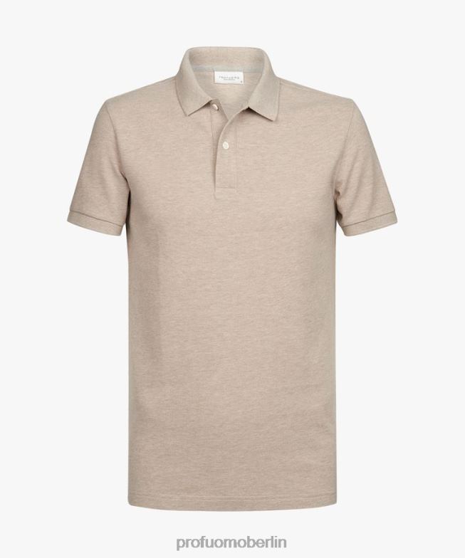 Kleidung de Profuomo Männer Melange-Piqué-Polo Beige BR442185