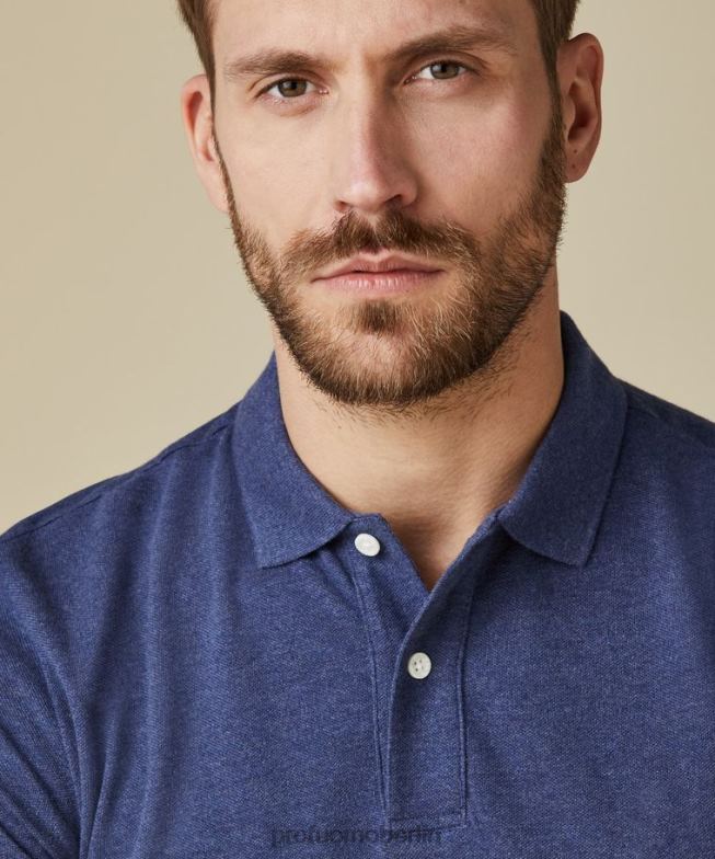 Kleidung de Profuomo Männer Melange-Piqué-Polo Indigo BR442194