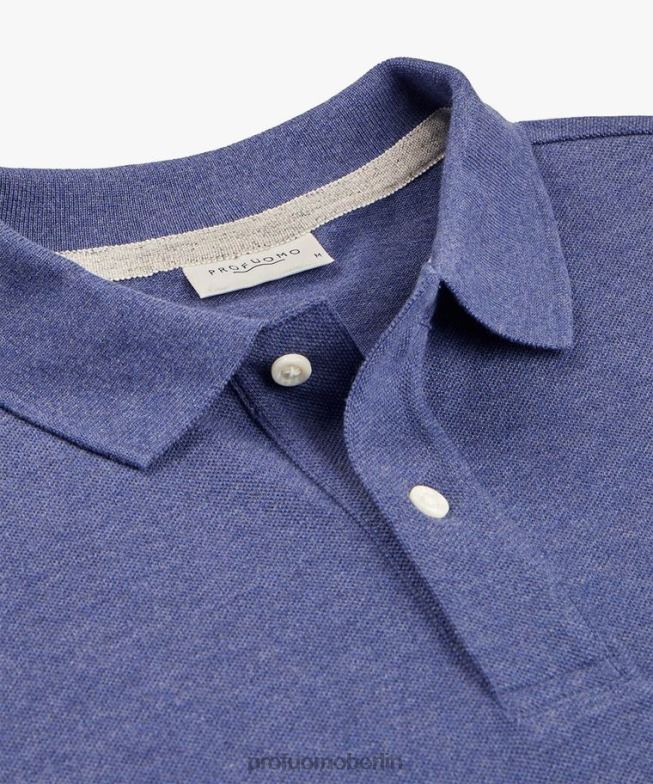 Kleidung de Profuomo Männer Melange-Piqué-Polo Indigo BR442194