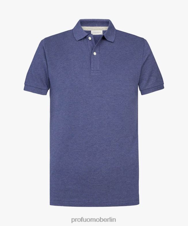 Kleidung de Profuomo Männer Melange-Piqué-Polo Indigo BR442194