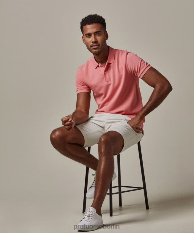Kleidung de Profuomo Männer Melange-Piqué-Polo Rosa BR442206