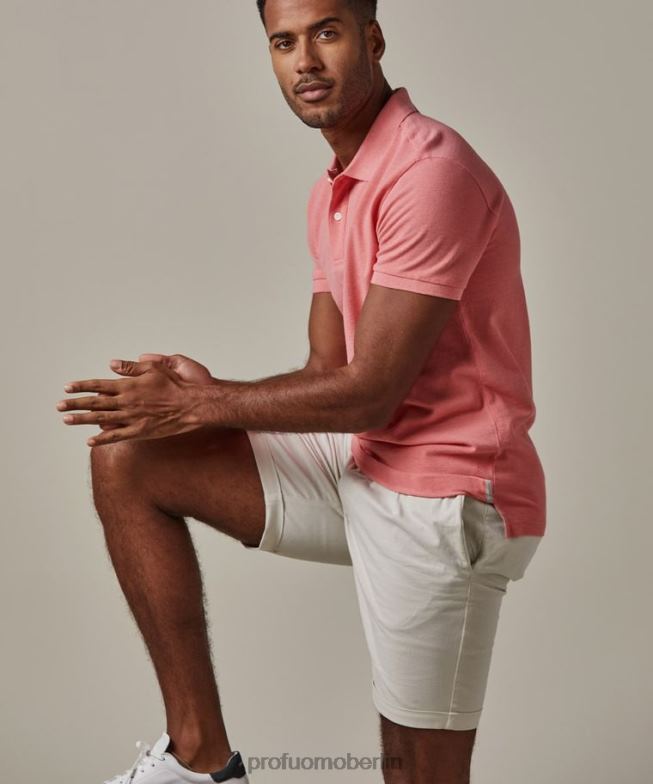 Kleidung de Profuomo Männer Melange-Piqué-Polo Rosa BR442206