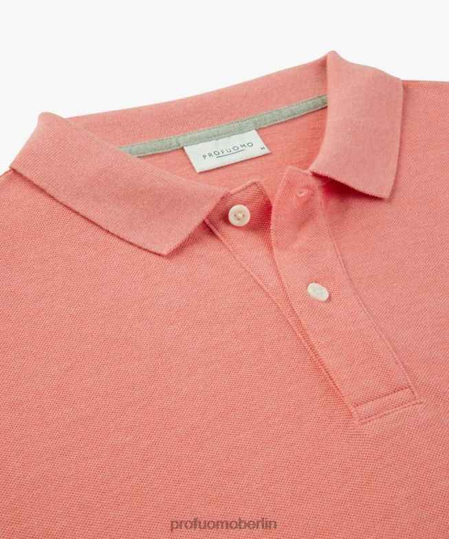 Kleidung de Profuomo Männer Melange-Piqué-Polo Rosa BR442206