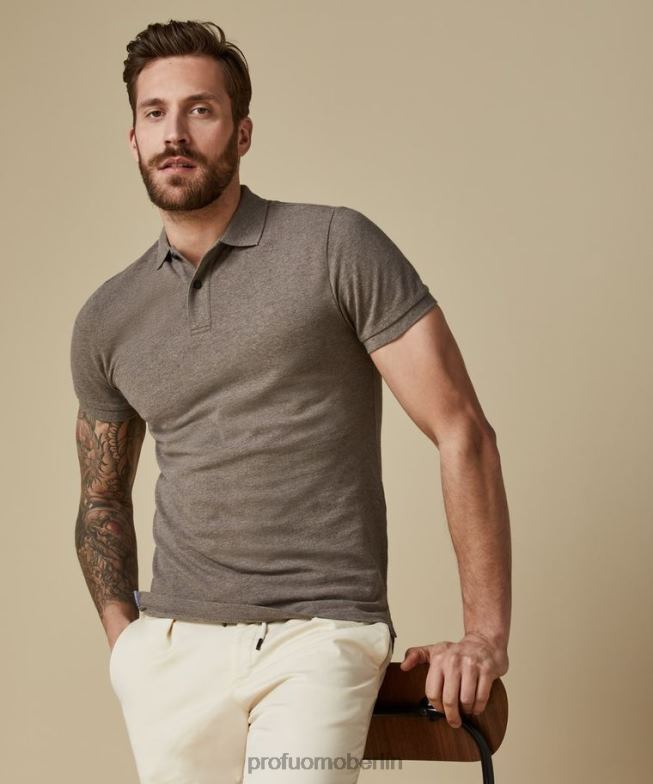 Kleidung de Profuomo Männer Melange-Piqué-Polo braun BR442184