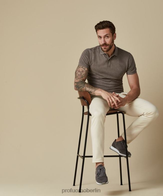 Kleidung de Profuomo Männer Melange-Piqué-Polo braun BR442184