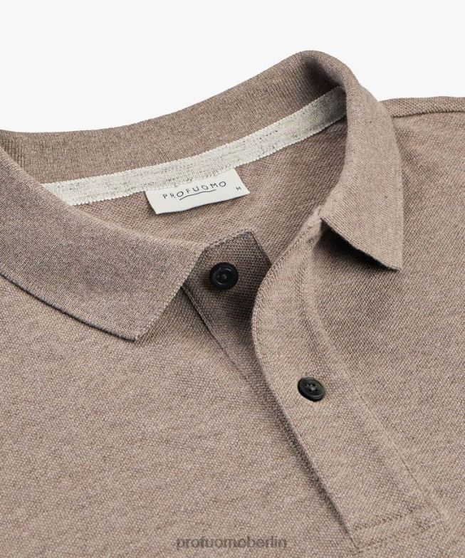 Kleidung de Profuomo Männer Melange-Piqué-Polo braun BR442184