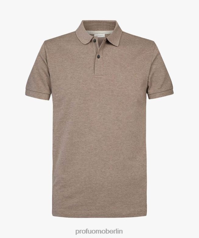 Kleidung de Profuomo Männer Melange-Piqué-Polo braun BR442184