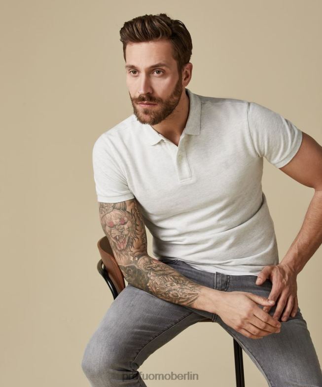 Kleidung de Profuomo Männer Melange-Piqué-Polo grau BR442189