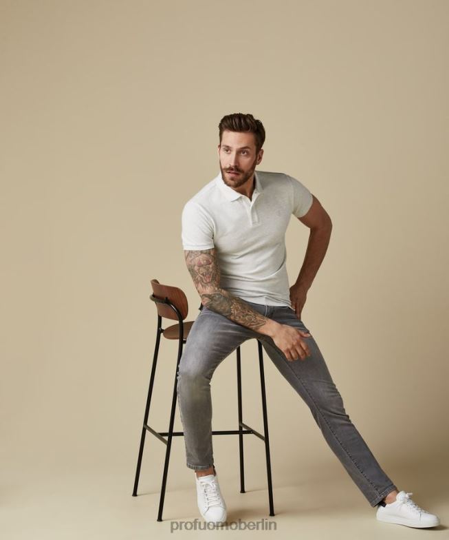 Kleidung de Profuomo Männer Melange-Piqué-Polo grau BR442189