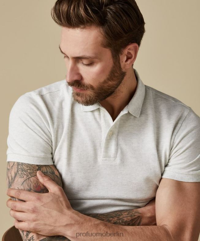 Kleidung de Profuomo Männer Melange-Piqué-Polo grau BR442189