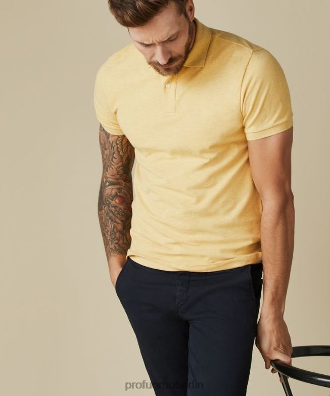 Kleidung de Profuomo Männer Piqué-Polo Gelb BR442172