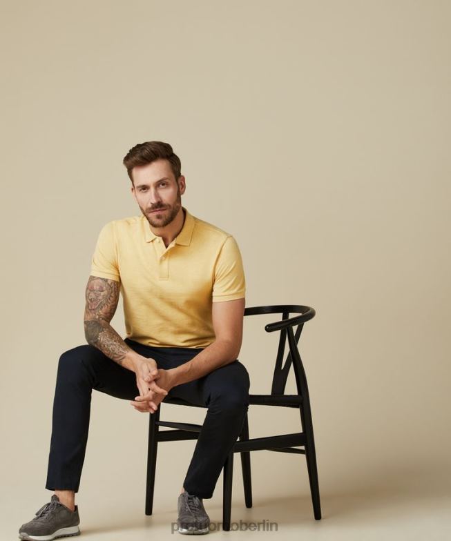 Kleidung de Profuomo Männer Piqué-Polo Gelb BR442172