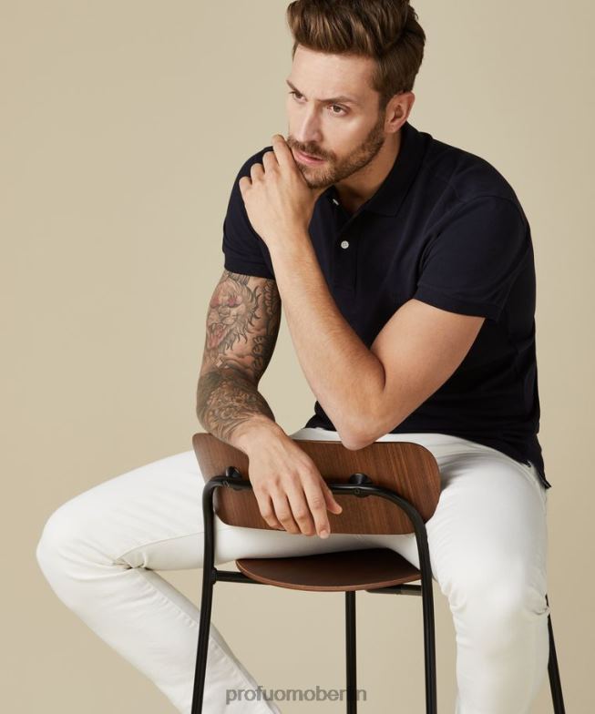 Kleidung de Profuomo Männer Piqué-Polo Marine BR442204