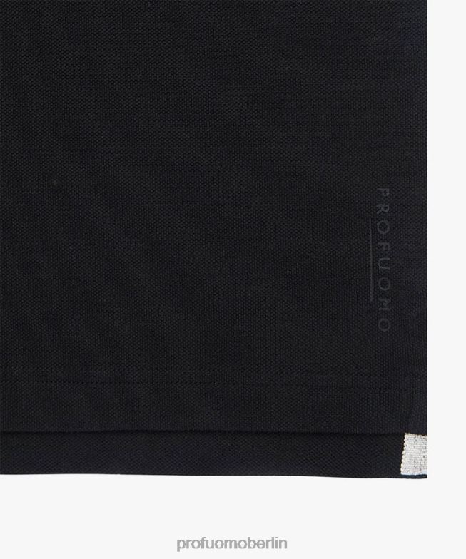 Kleidung de Profuomo Männer Piqué-Polo Schwarz BR442186