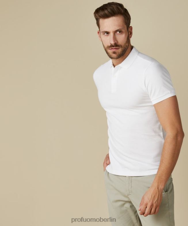 Kleidung de Profuomo Männer Piqué-Polo Weiß BR442176