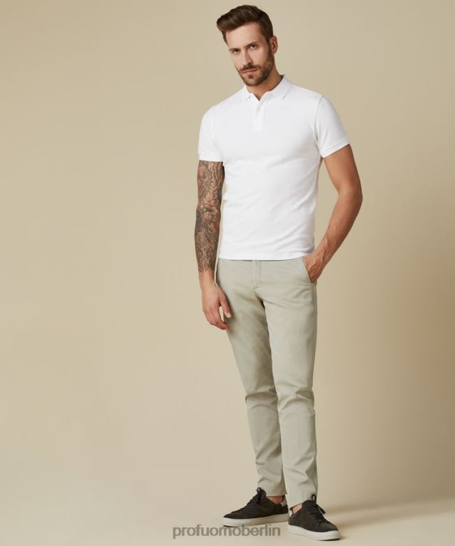 Kleidung de Profuomo Männer Piqué-Polo Weiß BR442176