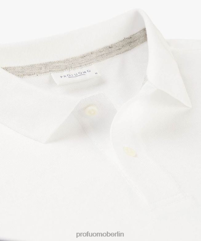 Kleidung de Profuomo Männer Piqué-Polo Weiß BR442176