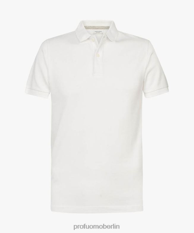 Kleidung de Profuomo Männer Piqué-Polo Weiß BR442176