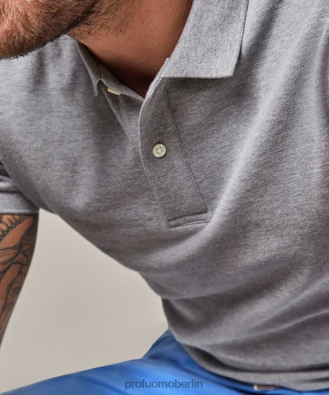 Kleidung de Profuomo Männer Piqué-Polo grau BR442187