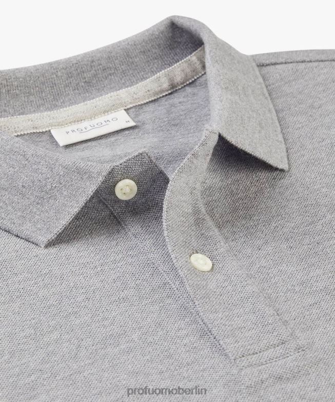 Kleidung de Profuomo Männer Piqué-Polo grau BR442187