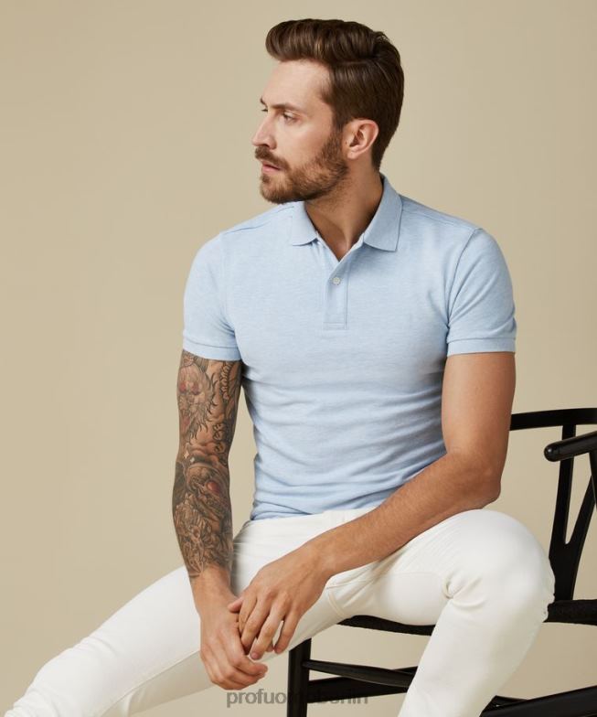 Kleidung de Profuomo Männer Piqué-Polo hellblau BR442205