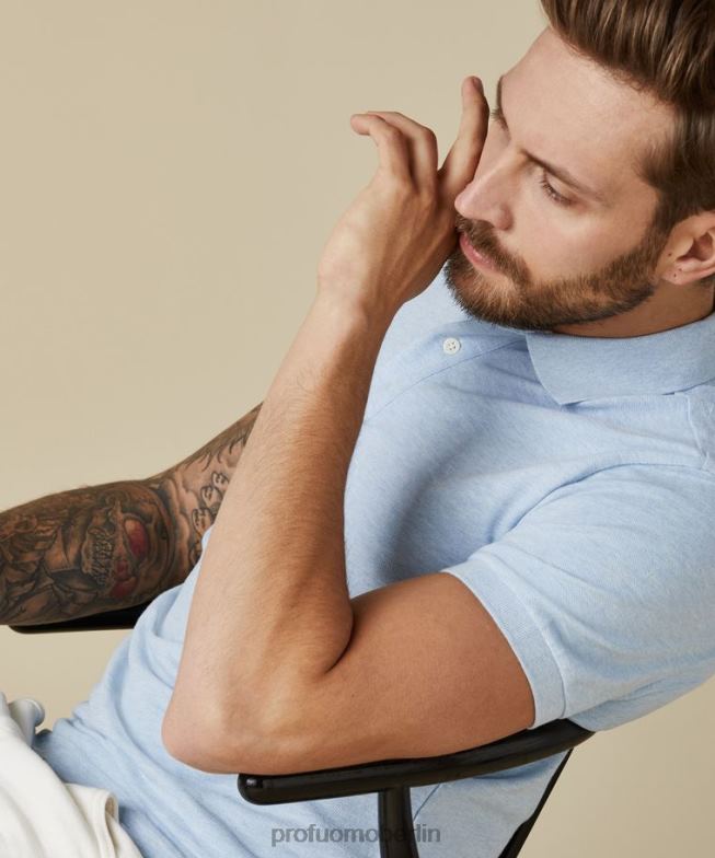 Kleidung de Profuomo Männer Piqué-Polo hellblau BR442205