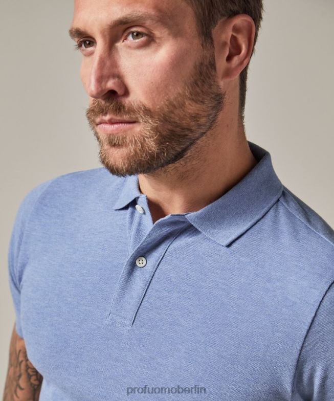 Kleidung de Profuomo Männer Poloshirt aus Denim-Melange-Piqué Blau BR442197