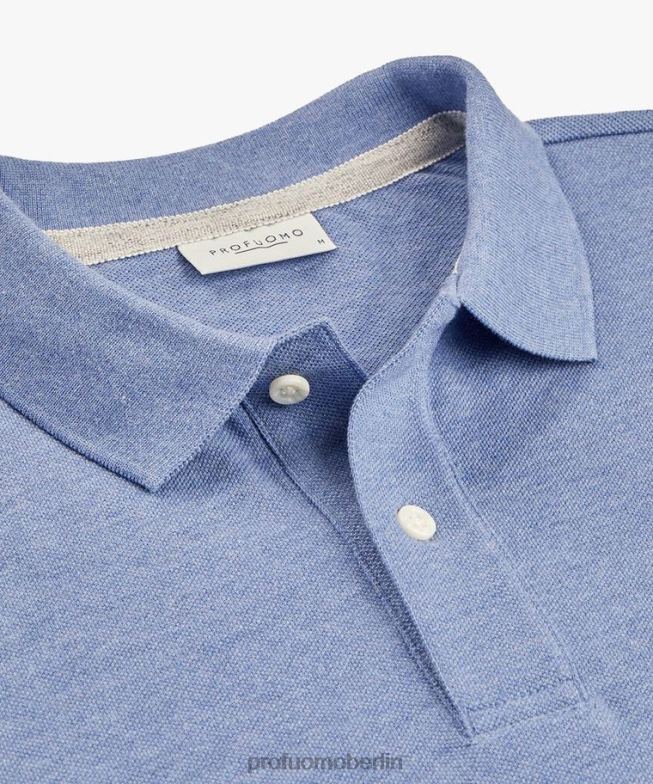 Kleidung de Profuomo Männer Poloshirt aus Denim-Melange-Piqué Blau BR442197