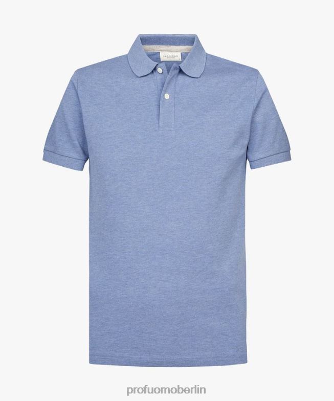 Kleidung de Profuomo Männer Poloshirt aus Denim-Melange-Piqué Blau BR442197