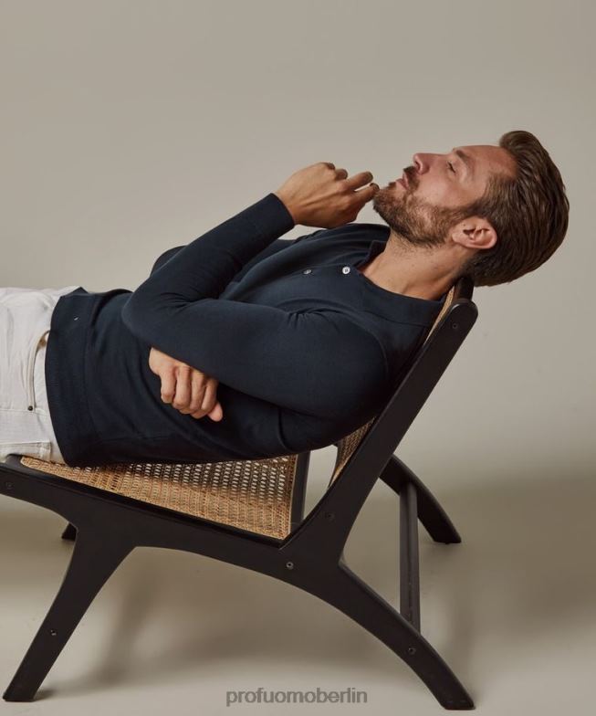 Kleidung de Profuomo Männer Cooles Baumwollpolo Marine BR442211