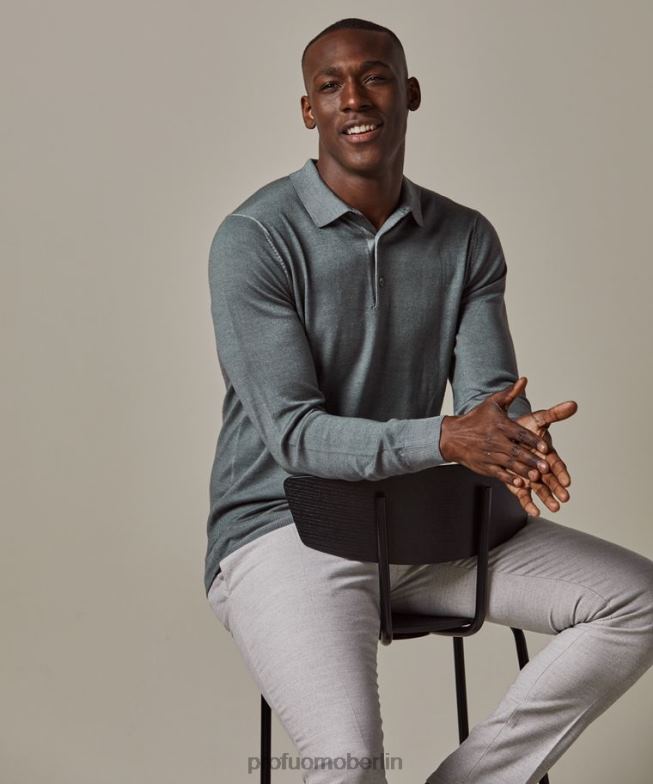 Kleidung de Profuomo Männer Merino-Säure-Dye-Polo Grün BR442179